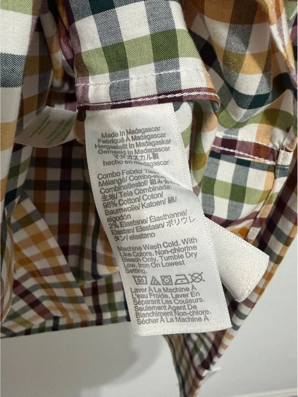 J. Crew Long Sleeve Button Up Gingham Check Slim Untucked Shirt Men's Size XL